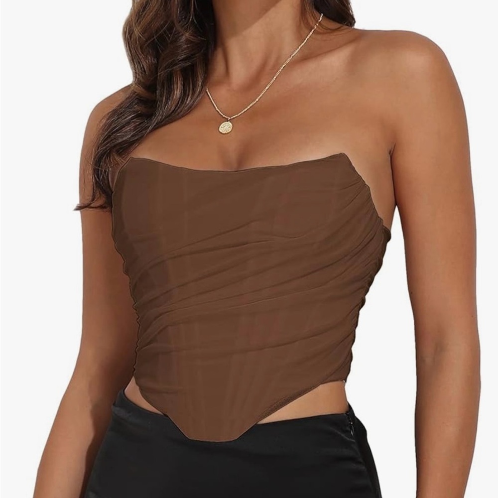 Brown Strapless Corset Top